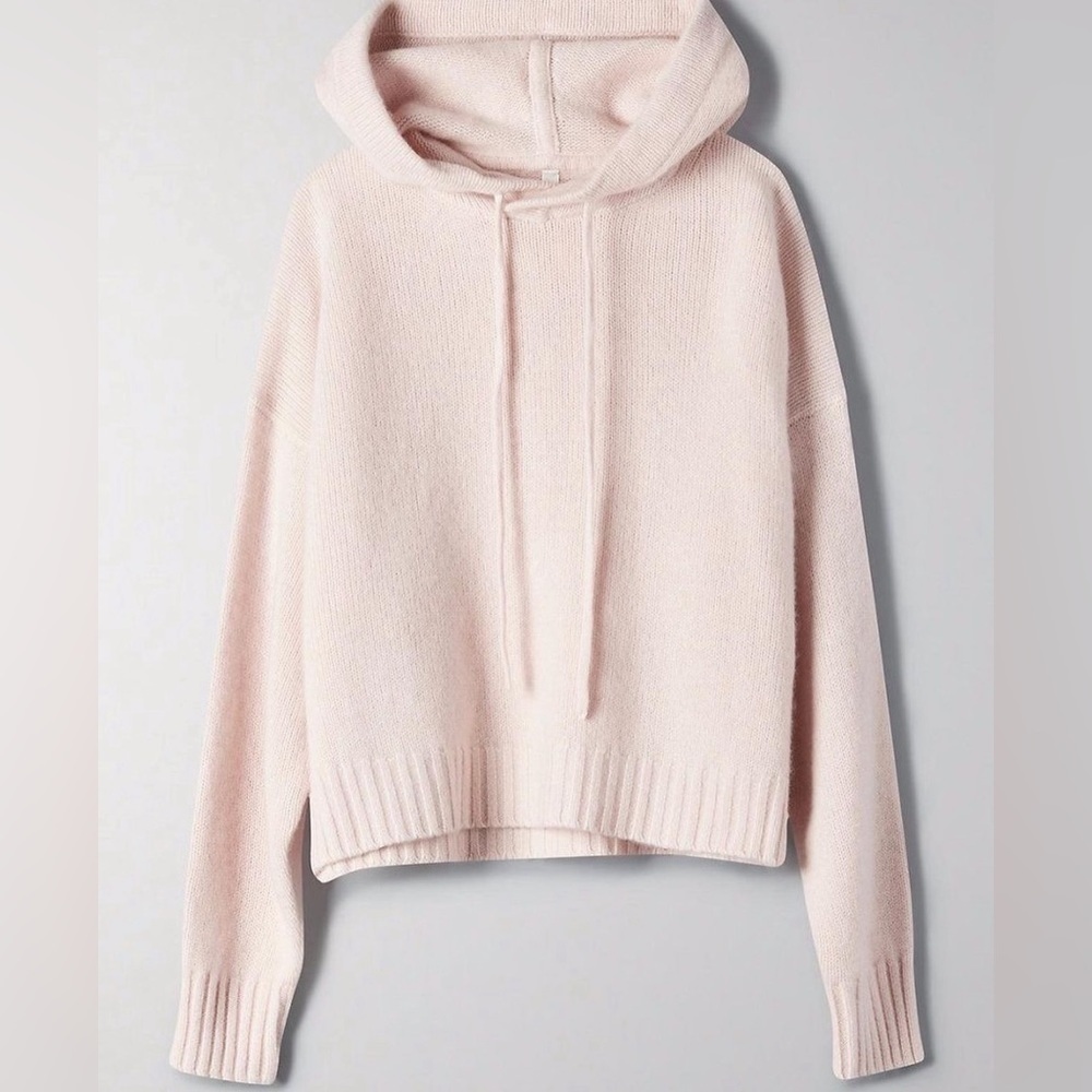 Aritzia 100% Cashmere Light Pink Knit Hoodie Sweater